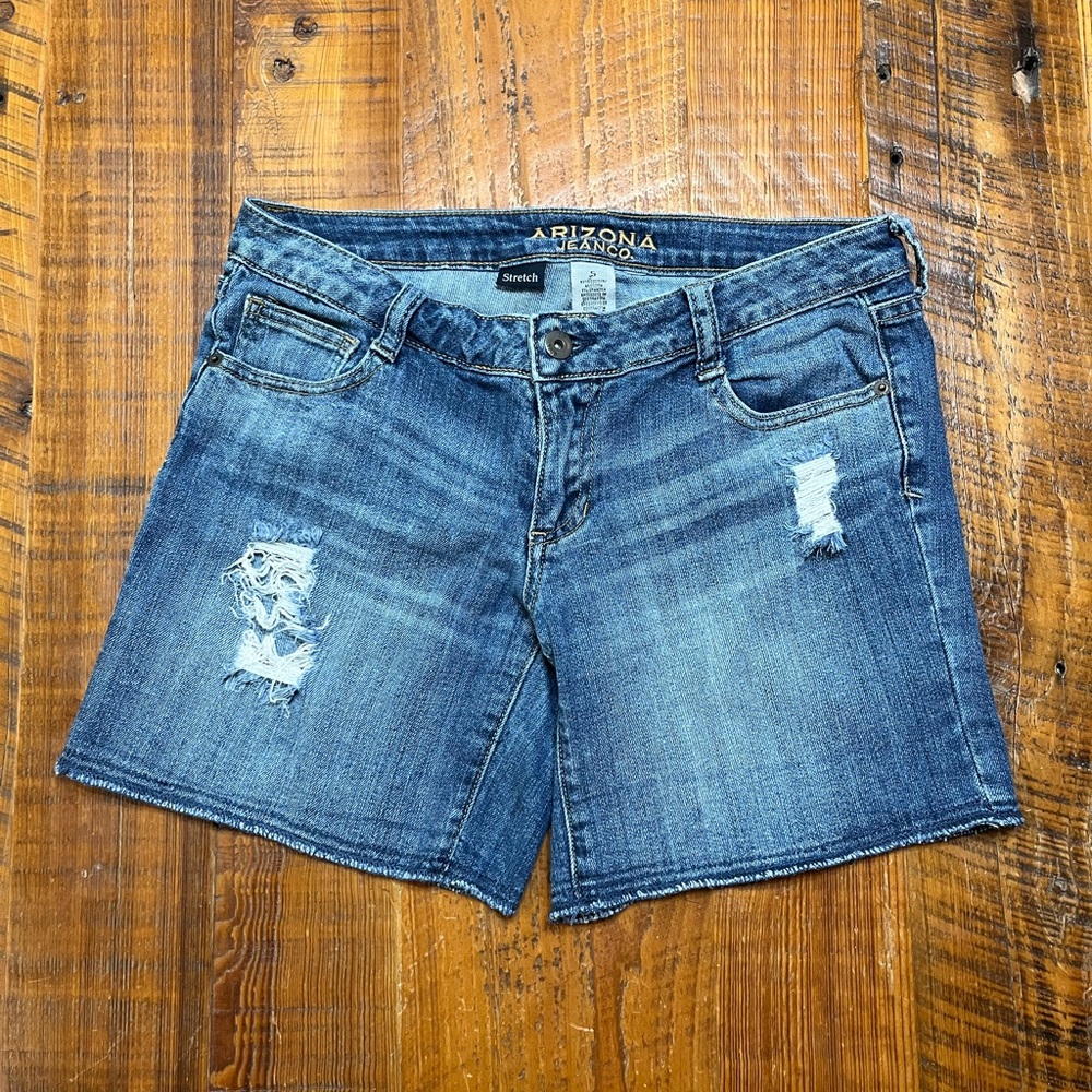 Arizona Jean Co Distressed Medium Wash Jean Shorts, Size 5
